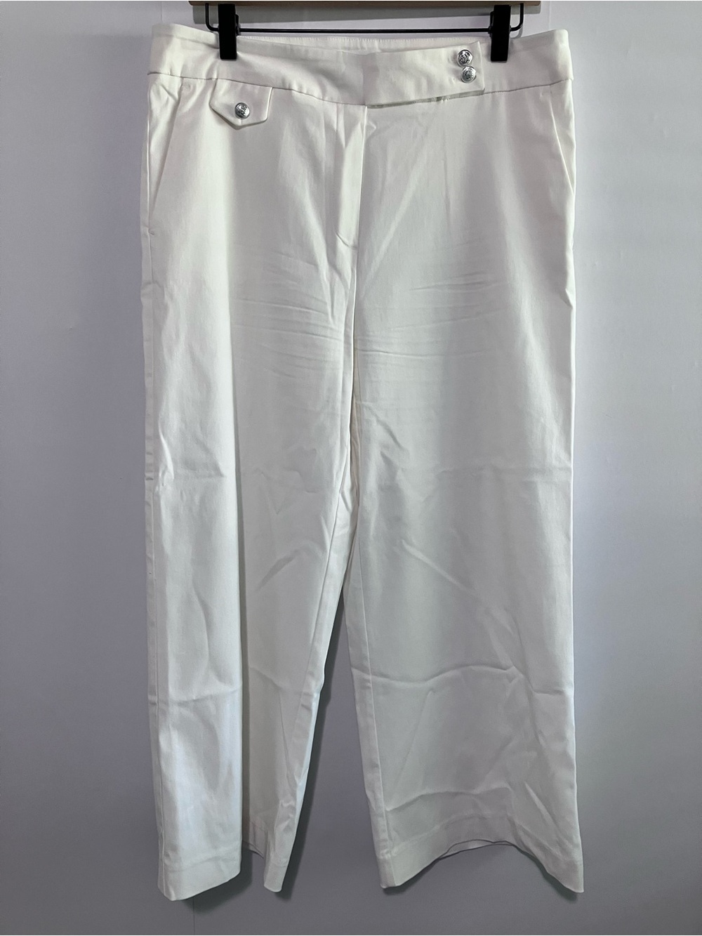 Jules & Leopold Pull On White Wide Leg Cropped Pants Size Large